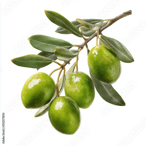 Wallpaper Mural Fresh Olives on Branch, Vibrant Green , PNG isolated cut out image Torontodigital.ca