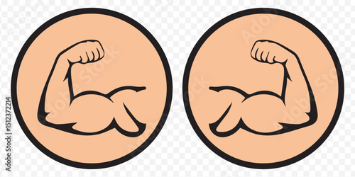 Strong arm biceps icon vector set illustration. Arm biceps silhouette art Biceps. Muscle icon. Gym logo. Vector on Transparent Background. EPS 10.