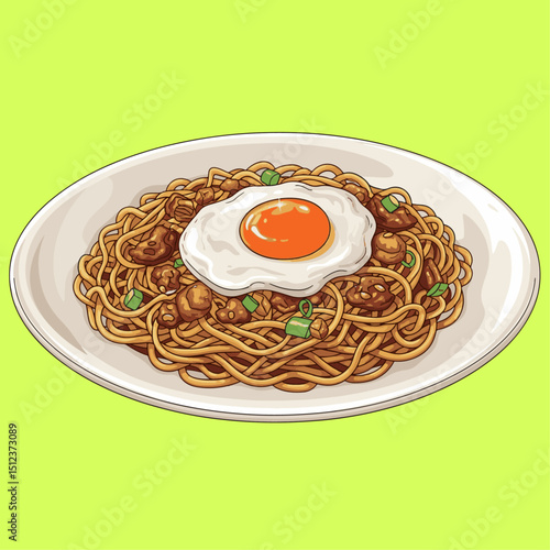 fried noodle vector illustration