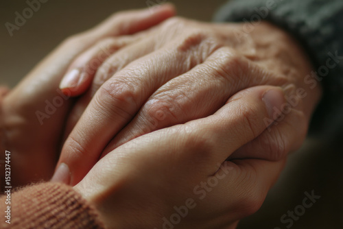 Gentle hands clasped showing care and comfort