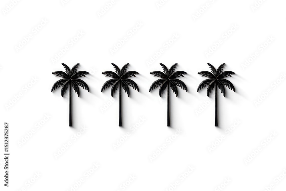 Obraz premium Four black palm trees minimalist design