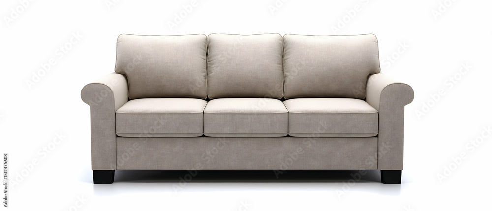 Obraz premium Beige Gray Patterned Three Seater Sofa