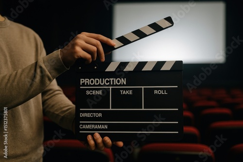 Obraz na płótnie Cinema clapperboard in theater