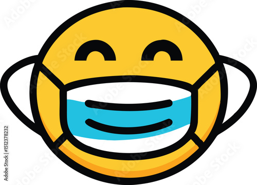 Medical face mask emoji vector illustration