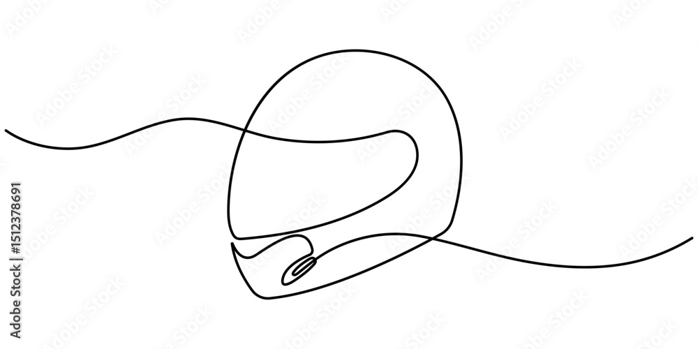 Continuous line drawing representing a motorcycle helmet. Sport Helmet Black Stroke Linear Icon. Continuous line vintage helmet line art vector illustration with background editable stroke. Continuous line drawing representing a motorcycle helmet. Sport Helmet Black Stroke Linear Icon. Continuous line vintage helmet line art vector illustration with background editable stroke.