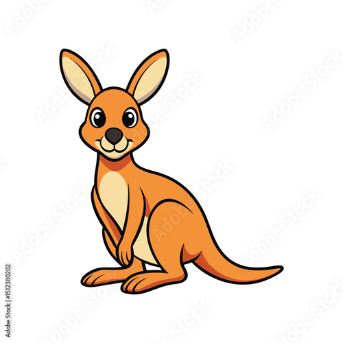 Cute cartoon kangaroo vector character for kids illustrations, educational materials, animal clipart, and mascot design