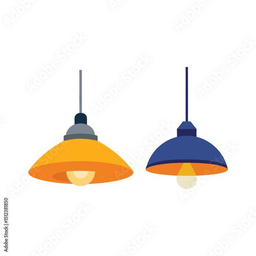 Vector art of Two hanging pendant lamps isolated on white background illustration