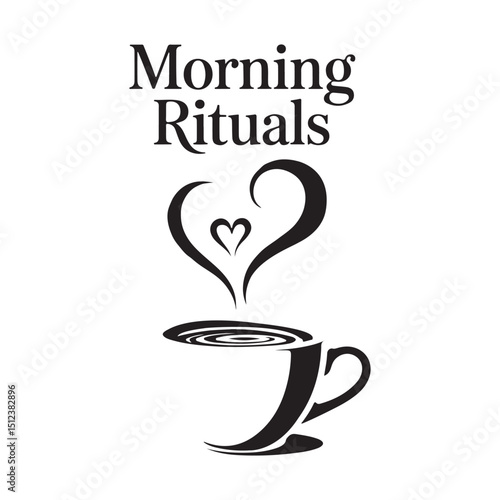 Morning Rituals Coffee Cup Silhouette with Heart Steam – Daily Inspiration Vector
