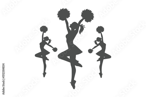 Cheerleader silhouette on white background. Vector illustration.