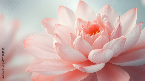 Fototapeta Naklejka Na Ścianę i Meble -  Close up of a beautiful and delicate pink lotus flower in full bloom serene and graceful