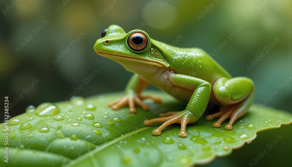 Frog on Leaf: a vivid illustration of a tree frog on a leaf with captivating details. The image showcases the frog's bright green skin. Every detail comes alive. Frog on Leaf: a vivid illustration of a tree frog on a leaf with captivating details. The image showcases the frog's bright green skin. Every detail comes alive.