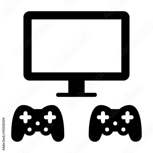 Multiplayer Game glyph icon. gaming black Solid line illustration