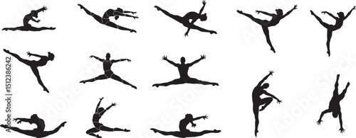 Ballet dancers silhouettes vector art for dance studio gymnastics and fitness design elements and inspiration