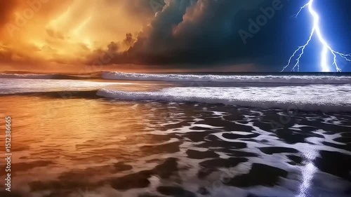 Majestic seascape reveals a dynamic interplay of contrasting celestial elements