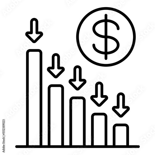 decrease recession line icon
