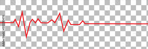 Heart rate monitor line vector isolated on transparent background. Heart rate pulse rhythm line Vector illustration.