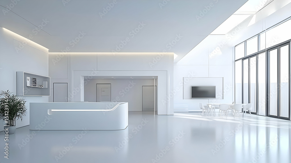 Fototapeta premium Modern White Interior Design With Bright Lighting