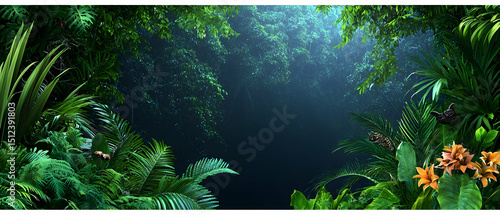 Mysterious Lush Tropical Forest Scene