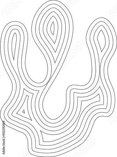 Wavy concentric lines shape a contemporary fluid form with organic, free-flowing contours.