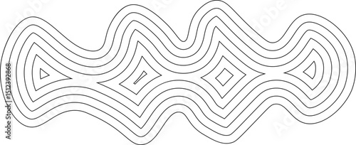 Abstract geometric shape with fluid concentric lines forming a distinct, irregular blob structure.