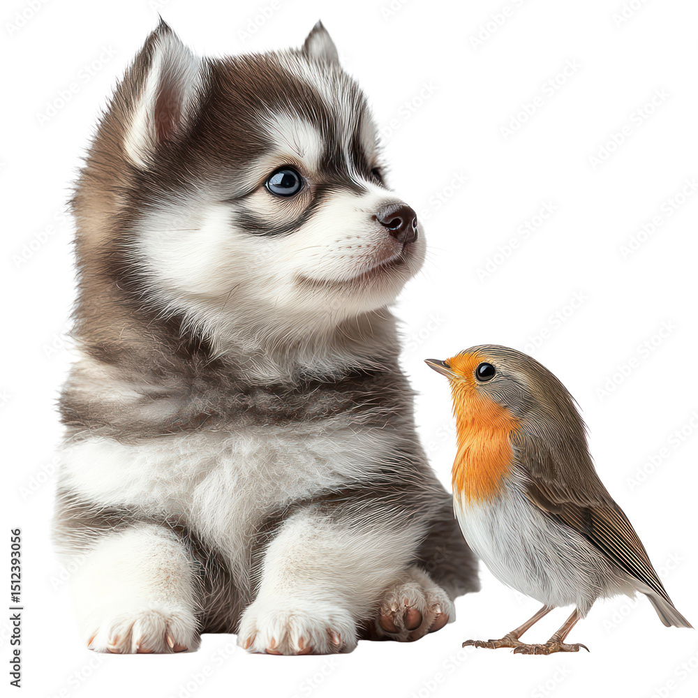 Fototapeta premium Puppy and bird graphic design