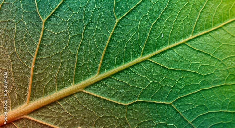 Fototapeta premium Green Leaf Close Up with Veins Visible