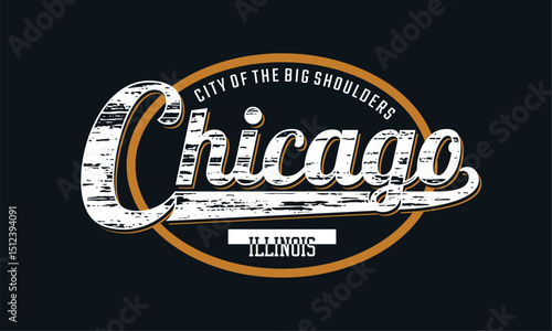 Chicago Illinois, USA. Vintage typography design in vector illustration.clothing, t shirt,apparel and other uses.