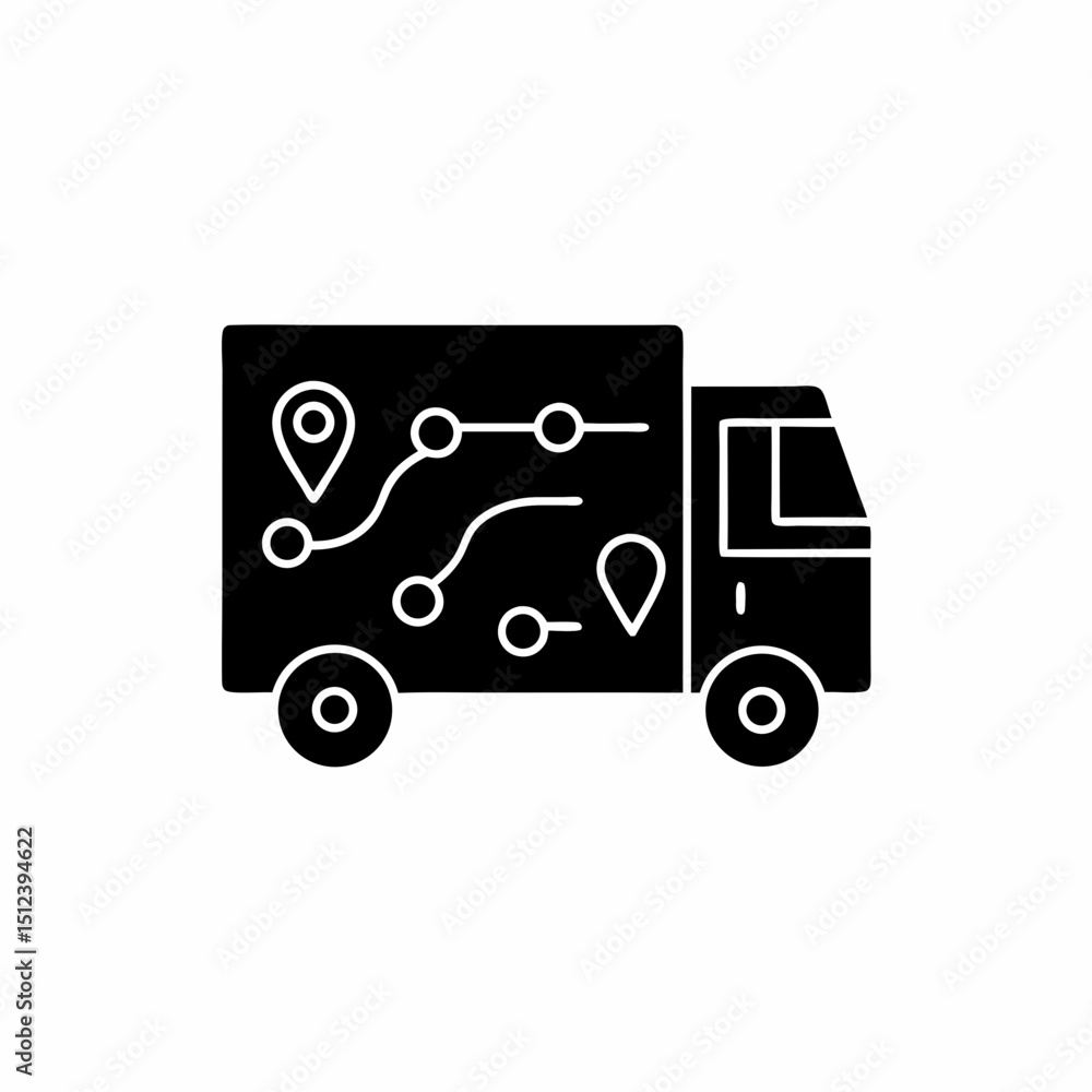 creative details Outline silhouette Delivery truck route map icon vector illustration creative details Outline silhouette Delivery truck route map icon vector illustration