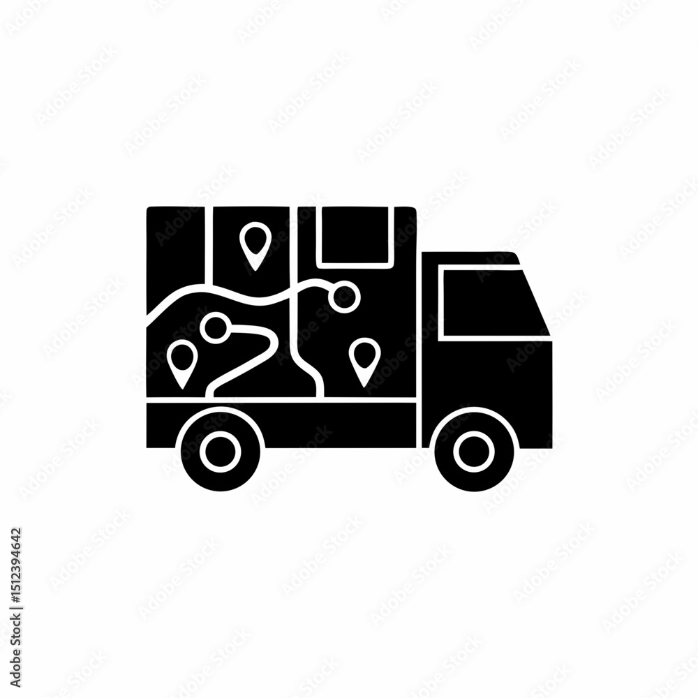 creative details Outline silhouette Delivery truck route map icon vector illustration creative details Outline silhouette Delivery truck route map icon vector illustration