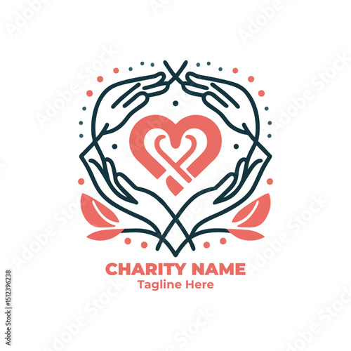 Charity support logo for nonprofit donation volunteer campaign humanitarian organization kindness outreach care community love social rescue hope and compassion help