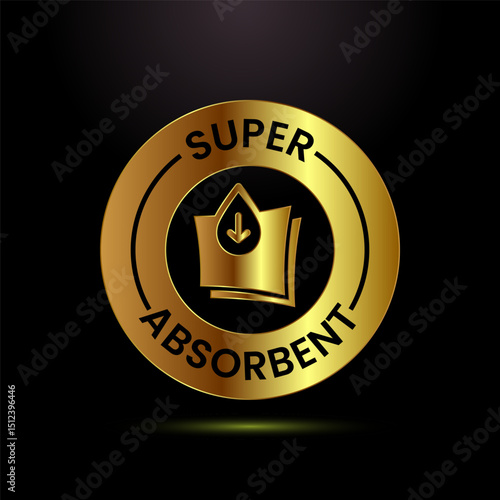 Water absorbent icon design illustration, Water drop absorb sign, symbol in gold color style