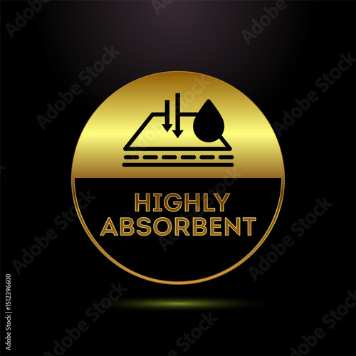 Water absorbent icon design illustration, Water drop absorb sign, symbol in gold color style