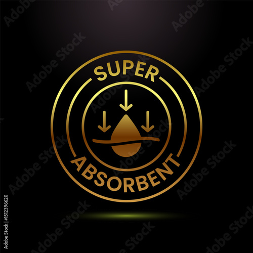 Water absorbent icon design illustration, Water drop absorb sign, symbol in gold color style