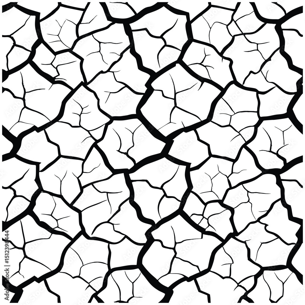 Cracked dry earth texture in black and white vector design for drought concept, natural disaster, climate change, background pattern and geology illustrations Cracked dry earth texture in black and white vector design for drought concept, natural disaster, climate change, background pattern and geology illustrations