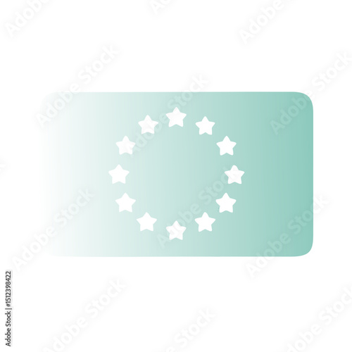 European Union flag icon in minimal pastel style in gradient teal turquoise green blue colour