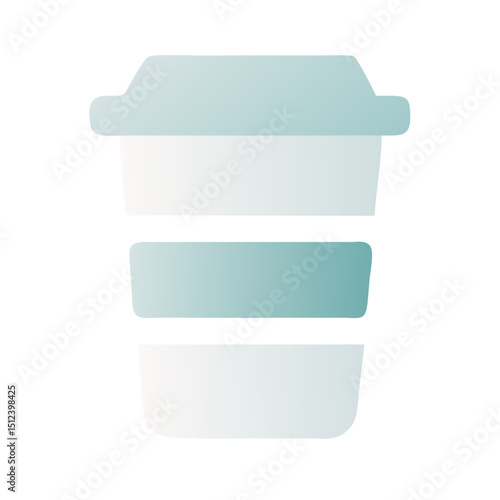 Coffee cup icon in minimal pastel style in gradient teal turquoise green blue colour