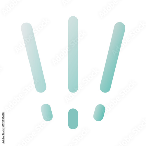 Exclamation mark icon in minimal pastel style in gradient teal turquoise green blue colour