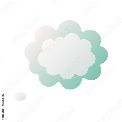 Thought bubble icon in minimal pastel style in gradient teal turquoise green blue colour