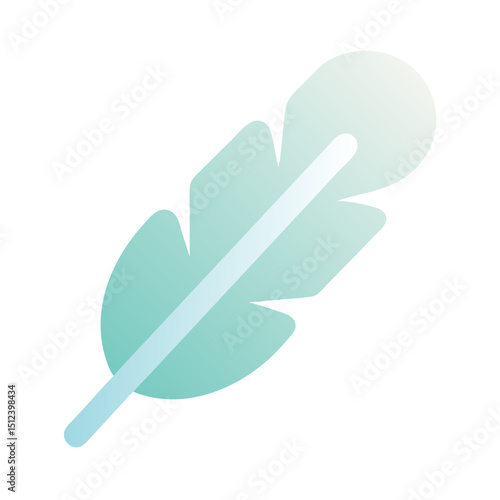 Feather icon in minimal pastel style in gradient teal turquoise green blue colour