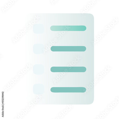 Checklist document icon in minimal pastel style in gradient teal turquoise green blue colour