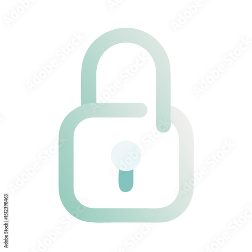Padlock icon in minimal pastel style in gradient teal turquoise green blue colour