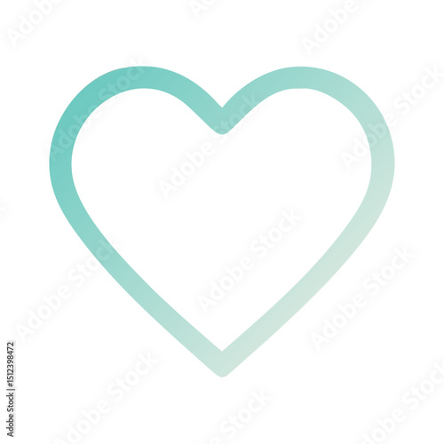 Heart icon in minimal pastel style in gradient teal turquoise green blue colour