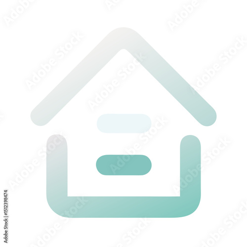 House icon in minimal pastel style in gradient teal turquoise green blue colour