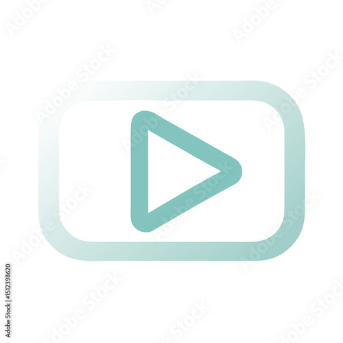 Play button icon in minimal pastel style in gradient teal turquoise green blue colour