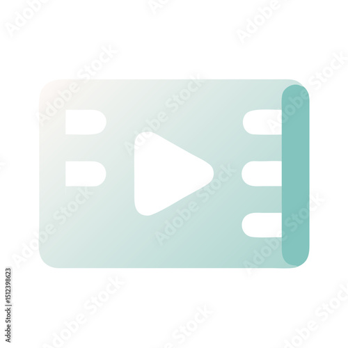 Video play icon with film strip in gradient blue green teal turquoise colour