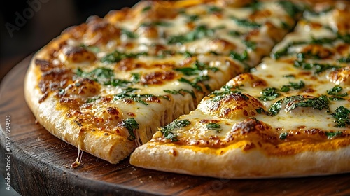 Wallpaper Mural Homemade pizza with melted cheese and strings as a slice is pulled apart Torontodigital.ca