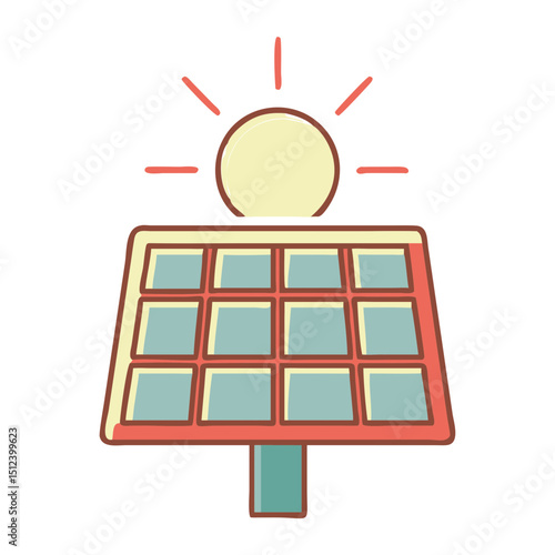 Solar panel with sun icon