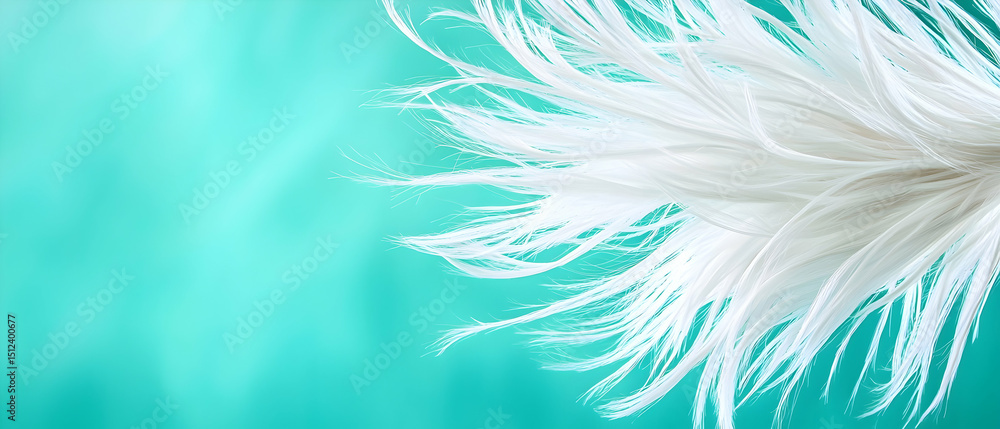 Fototapeta premium White Feathers On Teal Background