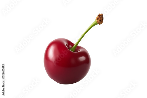 Ripe red cherries with stems on a white background
