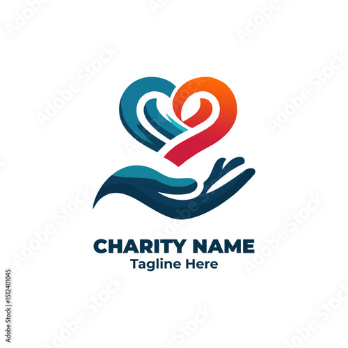 Charity heart symbol for donation vector, nonprofit support logo, emotional outreach design, humanitarian care campaign, volunteer kindness illustration for social help